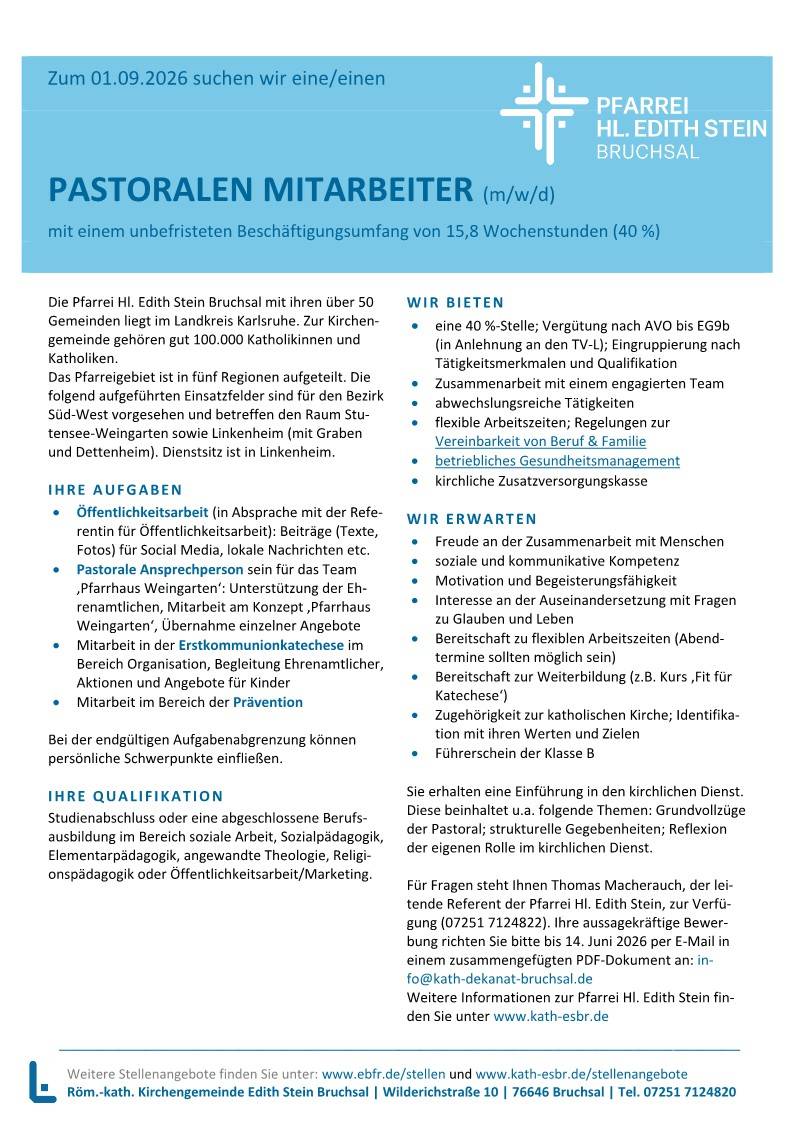 Quelle: Pfarrei Hl. Edith Stein